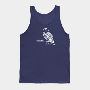 Snowy Owl with common and Latin Names - owl design for bird lovers Tank Top